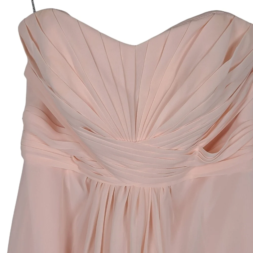 DAVID’S BRIDAL chiffon petal pink strapless maxi dress zip back Dz 2 - Picture 5 of 8
